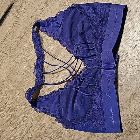 PINK NWOT Victoria's Secret Blue Halter Style Bralette Size Med 36DD - Picture 2 of 6